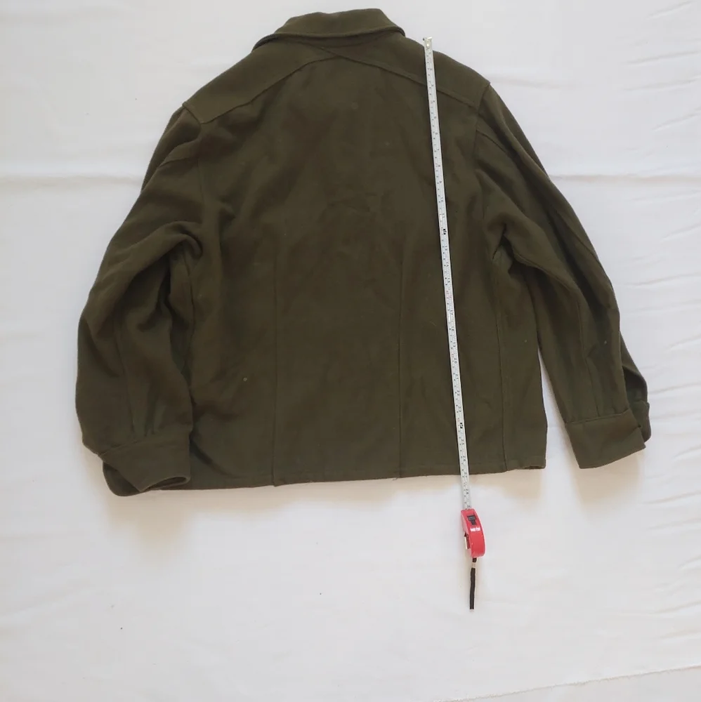 Canadian Army Military Pilot Shaket Flannel Jacket Coat size XL Cropped Green - Picture 3 of 4